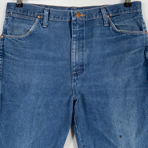 Wrangler Jeans Mens 36 x 32 Blue Cowboy Cut Slim Fit Heavyweight Western - Picture 2 of 12