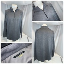 Greg Norman Shark Golf Pullover L Men Gray Zip Poly Long Sleeve Mint YGI E0-325