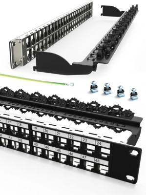 48Port Blank Keystone Rackmount & Wall Mount 1U 19-Inch Network Patch Panel with