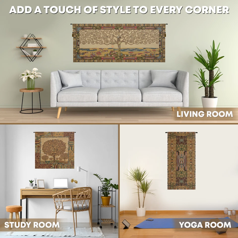 Golden Serenity: A Contemporary Italian   Tapestry of Klimt's Tree of Life - Image 4 of 4