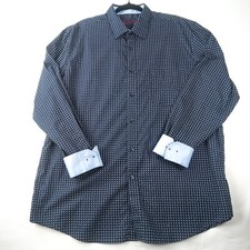 Tasso Elba Shirt Mens XL Blue Patterned Cotton Button Up Long Sleeve