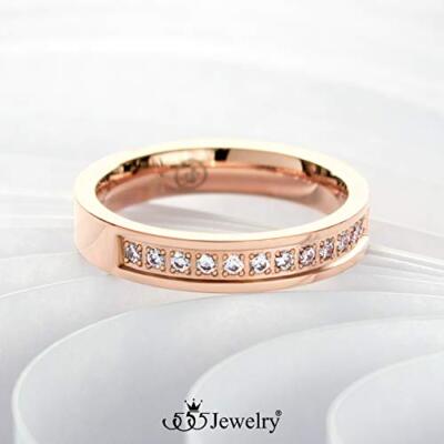 555Jewelry Grooved Stainless Steel CZ Ring - Glittering Sandblast Wedding Band For Women & Men, Size 10.5, Silver