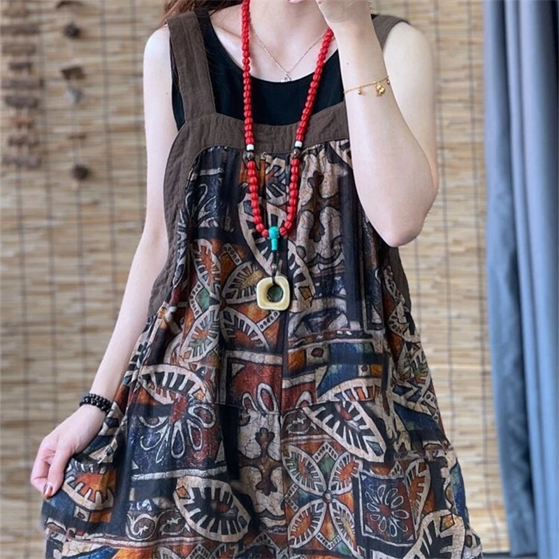 Boho Damen Latzhose Blumenmuster Strumpfhalter Overall Breit Bein Hose Strampler - Bild 4 von 4