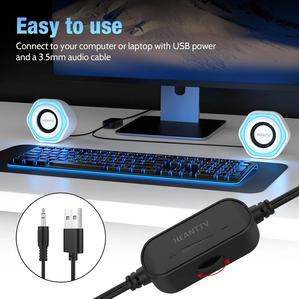 Altoparlante per Computer Mini Altoparlante Con USB Alimentato 3,5 Mm Aux-In Alt - Immagine 4 di 4