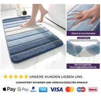 Badematte Rutschfest 50X80 Cm Mikrofaser Blau Wasch