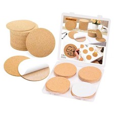 50 Pcs Self-Adhesive Cork Sheets Round, 3.5" x 3.5" Cork Tiles Backing Sheets...