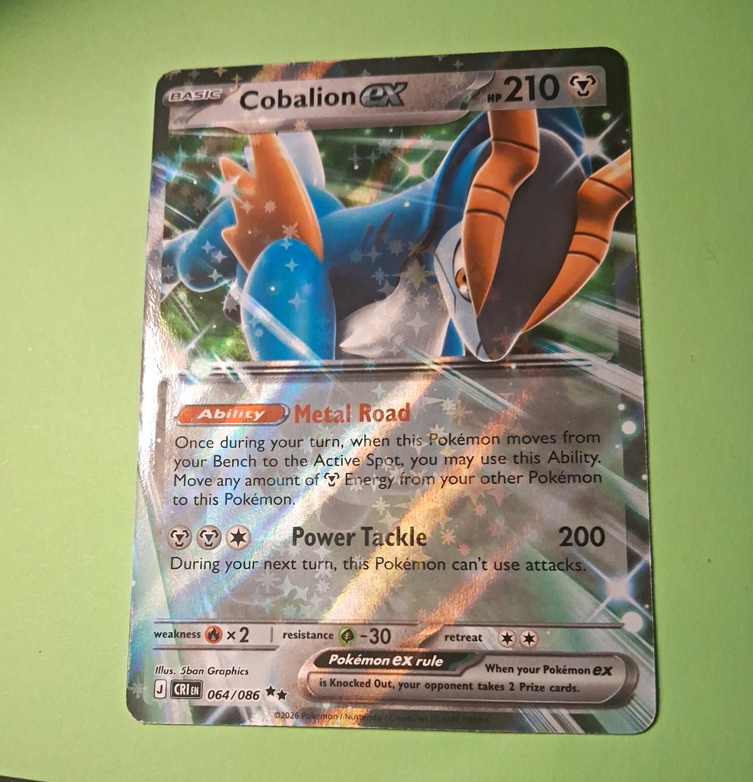 Nintendo Cobalion EX Holo Rare Chilling Reign 064/086 English HP 210
