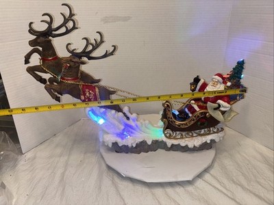 Holiday Time  SANTA AND SLEIGH REINDEER FIGURINE