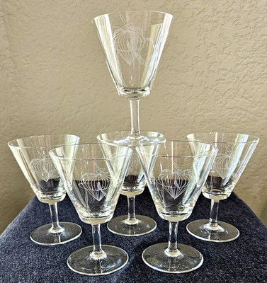 Rosenthal Raymond Peynet Bird in a Cage Signed Crystal Cordials 4 oz Set 6 VTG