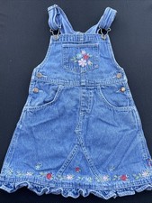 Vintage Faded Glory Girls Blue Denim Overalls