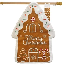 Briarwood Lane Gingerbread House Burlap House Flag