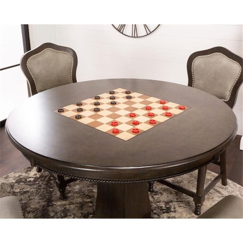 Sunset Trading Vegas 3-Piece 42.5" Wood Dining/Chess/Poker Table Set in Gray - Picture 6 of 7
