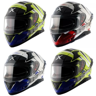 Axor Apex Hex-2 Motorradhelm schwarz blau gelb ECE 22.06 Deckel mit Straßenzulassung