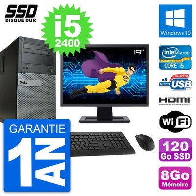 PC tour DELL 390 MT Bildschirm 19 '' i5-2400 RAM 8Go SSD 120Go HDMI Windows 10