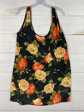 Vintage Natori Nightie Sz L Black Floral Silky Satin Gown Slip Dress Boho NWT