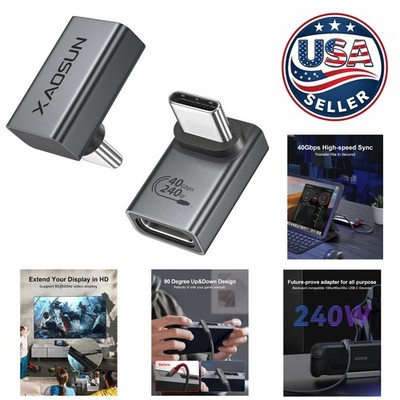 Right Angle USB C to USB C Adapter - High-Speed 240W Charging & 8K Video Capable