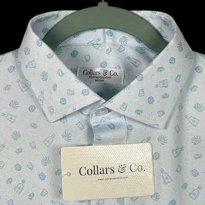 Collars & Co Polo Shirt Mens Medium Relaxed Tequila Shot Golf Dress Collar NWT