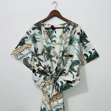 Indian White Floral Handmade Cotton Kaftan Maxi Dress Women's Clothing Gown US