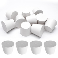 10 Pcs White Solid Rubber Stoppers 6 Tapered Lab Rubber Plugs for Sealing, 33Mm