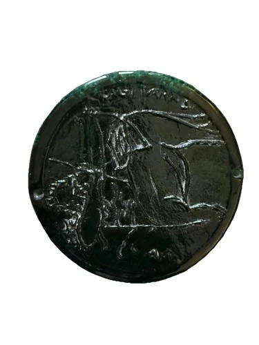 Dark green BLENKO Zodiac Sagittarius Glass Hanging Art paper Weight