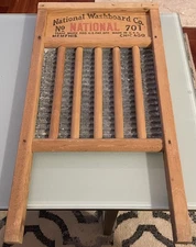 Antique Primitive Wood & Tin NATIONAL WASHBOARD CO Zinc King #701 Wash Board