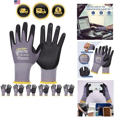 Work Gloves MicroFoam Nitrile Coated-6 Pairs,Endurance Seamless Knit Nylon,Do...