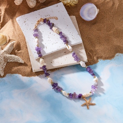 Bohemian Style Starfish Pendant Necklace Shell Necklace Travel Gift - Picture 4 of 18