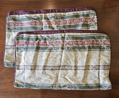 Croscill Standard Shams Burgundy Green Gold Stripe Damask Traditional Academia - Picture 3 of 13