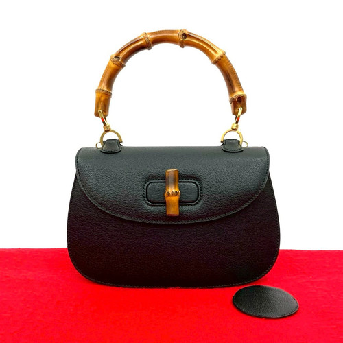 Gucci Vintage Bamboo Leather Turnlock Handbag Used
