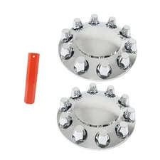 Chrome Semi Truck Hub Cover Wheel Axle Cover Center Caps Complete with 2 Front