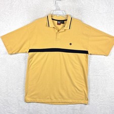 VTG Ocean Pacific OP Polo Shirt Men L Yellow Black Striped Beach Surf Skate Y2K