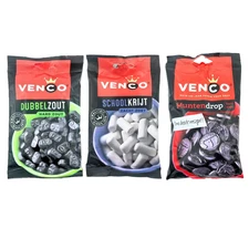 Venco Licorice Candy Assortment Double Salt Hard, Chalk, Coins Netherlands Candy