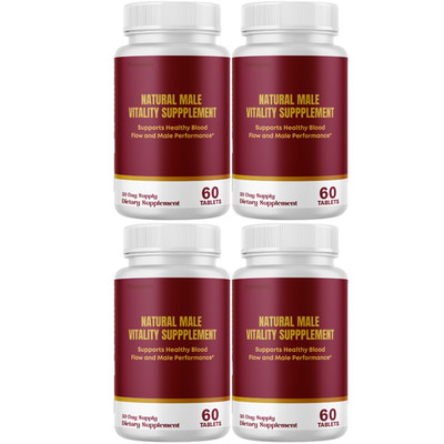 Natural Male Vitality Supplement, Male Health Support (4 Bottles) Official