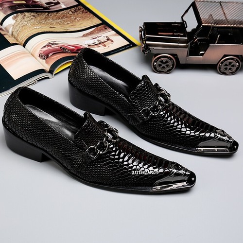 Mens Pointed Toe Formal Dress Nightclub Leather Punk Shiny Stage Metal Shoes Yan - Picture 4 of 15