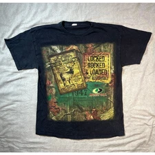 Vintage Mossy Oak Hunting Camo Graphic T-Shirt - Locked Rocked & Loaded 