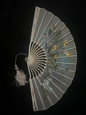 Antique Hand Painted Folding Fan Ladies and Gentlemen