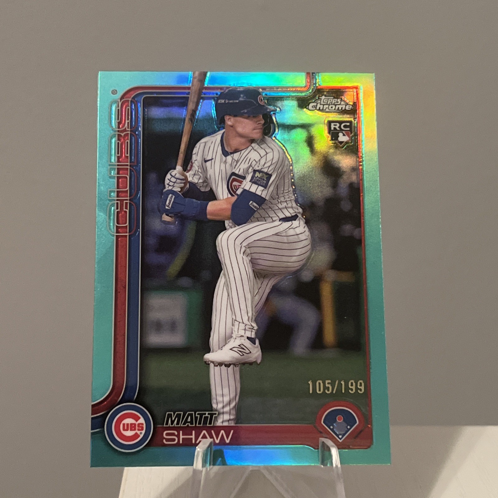 2025 Topps Chrome Matt Shaw Aqua Refractor /199 RC #219 Chicago Cubs