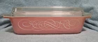 Vintage Pyrex Pink Scroll Serving Dish 575B 2 Qt. With Lid