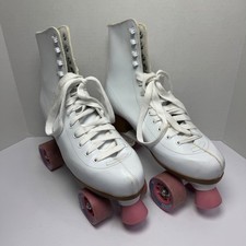 Chicago Women's White Quad Roller Skates Pink Wheels Smooth Ride Size 10 in Box