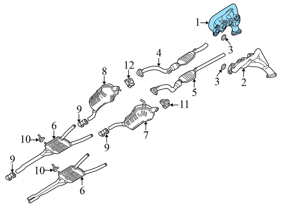 AUDI A6 QUATTRO 2000-2001 4,2 L - Colector de escape derecho 077253034J Foto 3 de 4