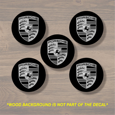 Vinyl Decal Sticker Overlays Fits Porsche Wheel Center Cap x5