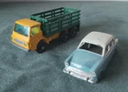 VINTAGE DIECAST REGULAR WHEEL MATCHBOX TOY No.43 HILLMAN MINX & No.4 STAKE TRUCK