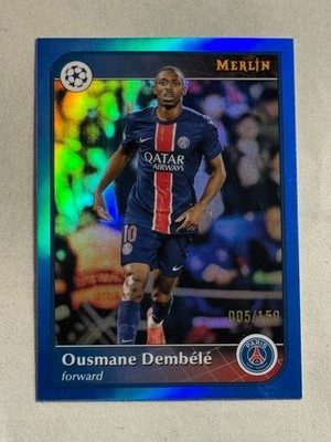 2024-25 Topps Merlin UCC Blue Refractor Ousmane Dembele /150 #138 PSG