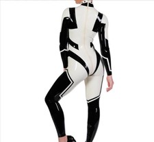 Latex Look Futuristic Catsuit Womens Full Body Bodysuit Sci Fi Costume Outfit