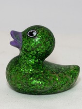Sparkling Green Glitter Rubber Duck Figurine Bath Toy JEEP
