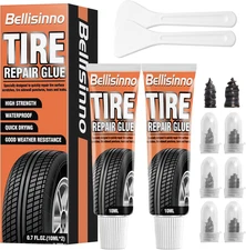 Tire Repair Glue, Sidewall Rubber Cement Kit, Two Sizes Nail, Suitable for Bike,
