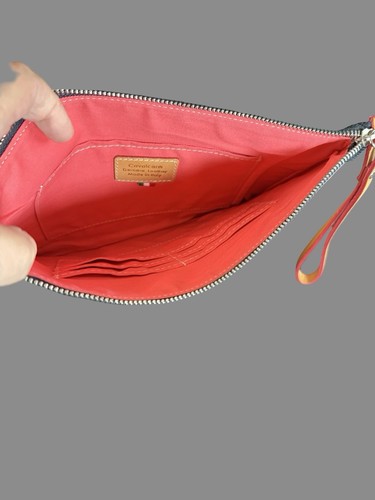 Cavalcanti Rose Pattern Leather Wristlet Travel Purse Made In Italy. 11” x8” - Picture 3 of 6
