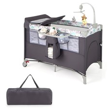 5-In-1 Baby Bassinet Crib Bedside Sleeper Nursery Center Grey