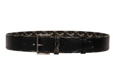 Goyard Florida II Belt 85 Black Brown Goyardine Canvas Leather 5 Hole