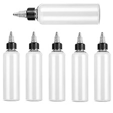 6 Pack 4oz Twist Top Applicator Bottles Plastic Refillable Squeeze Bottles